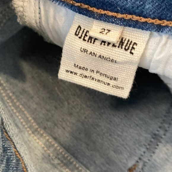 DJERF selvedge Jeans Mid-Wash Blue High Rise Extra Long Stretch Denim Size 27 - Picture 7 of 13